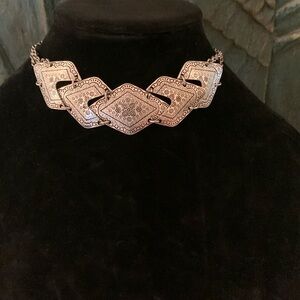 Free People Silver Floral Choker Necklace